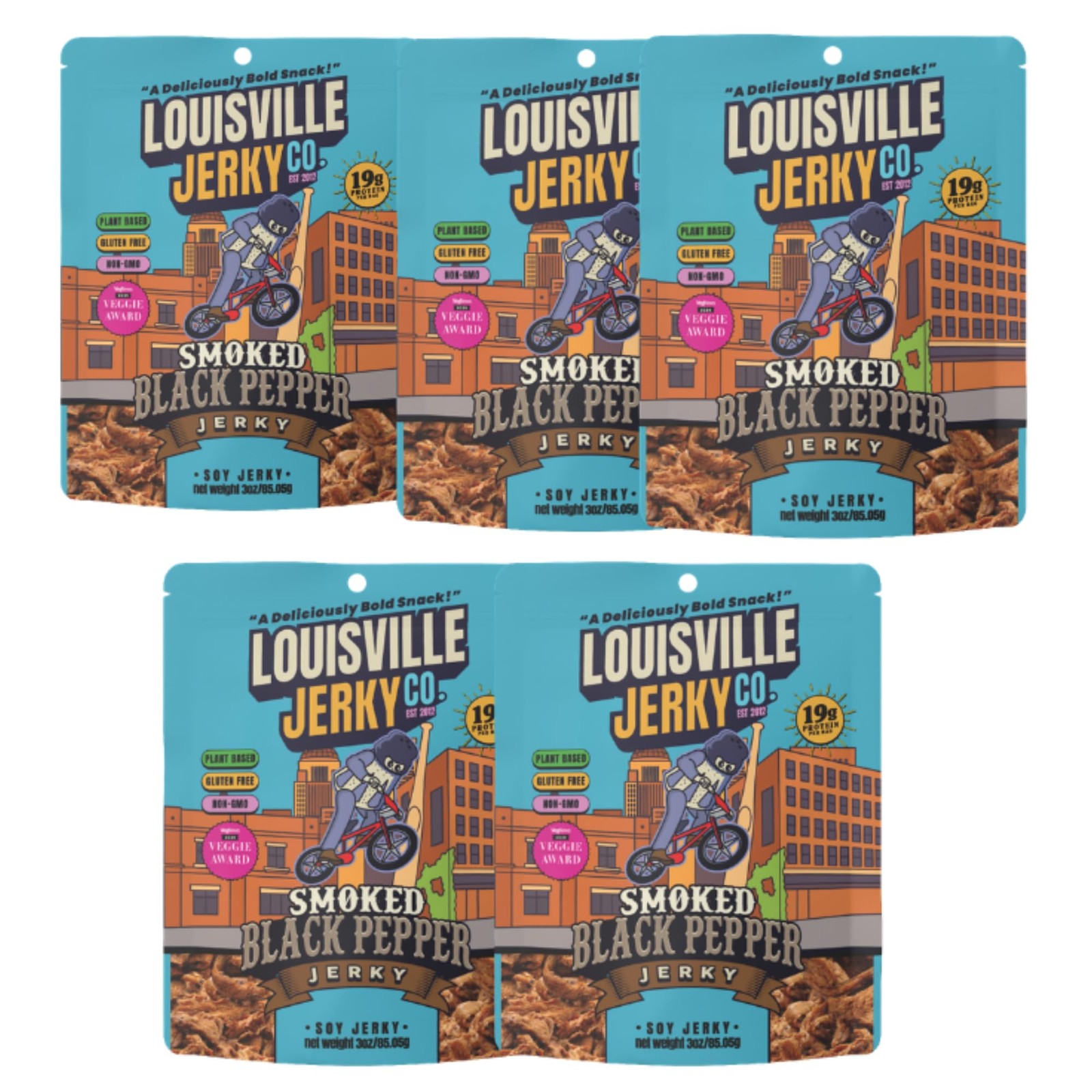 Louisville Jerky Co. Smoked Black Pepper Plant Based Jerky, Vegan Protein Sna…