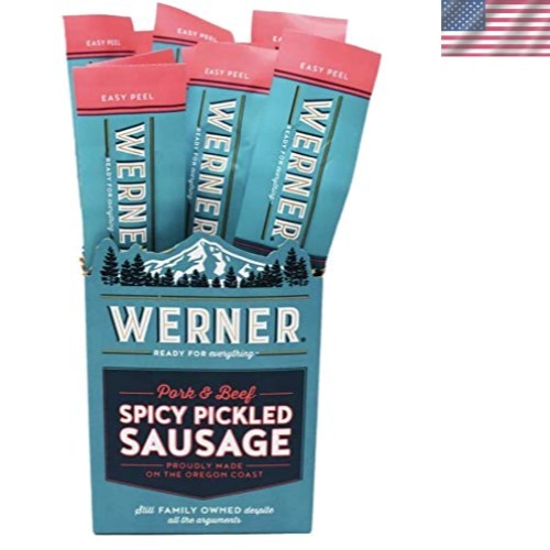 Crafted Spicy Pickled Sausages – 12 Individually Wrapped Protein Snacks