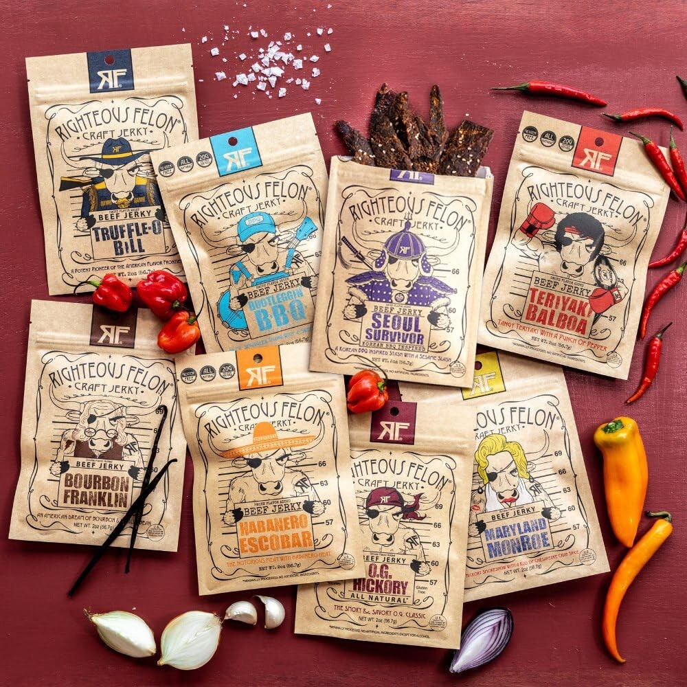 Indulgent Beef Jerky Gift Set – 8 Flavors, Gluten-Free & Protein-Rich Delights