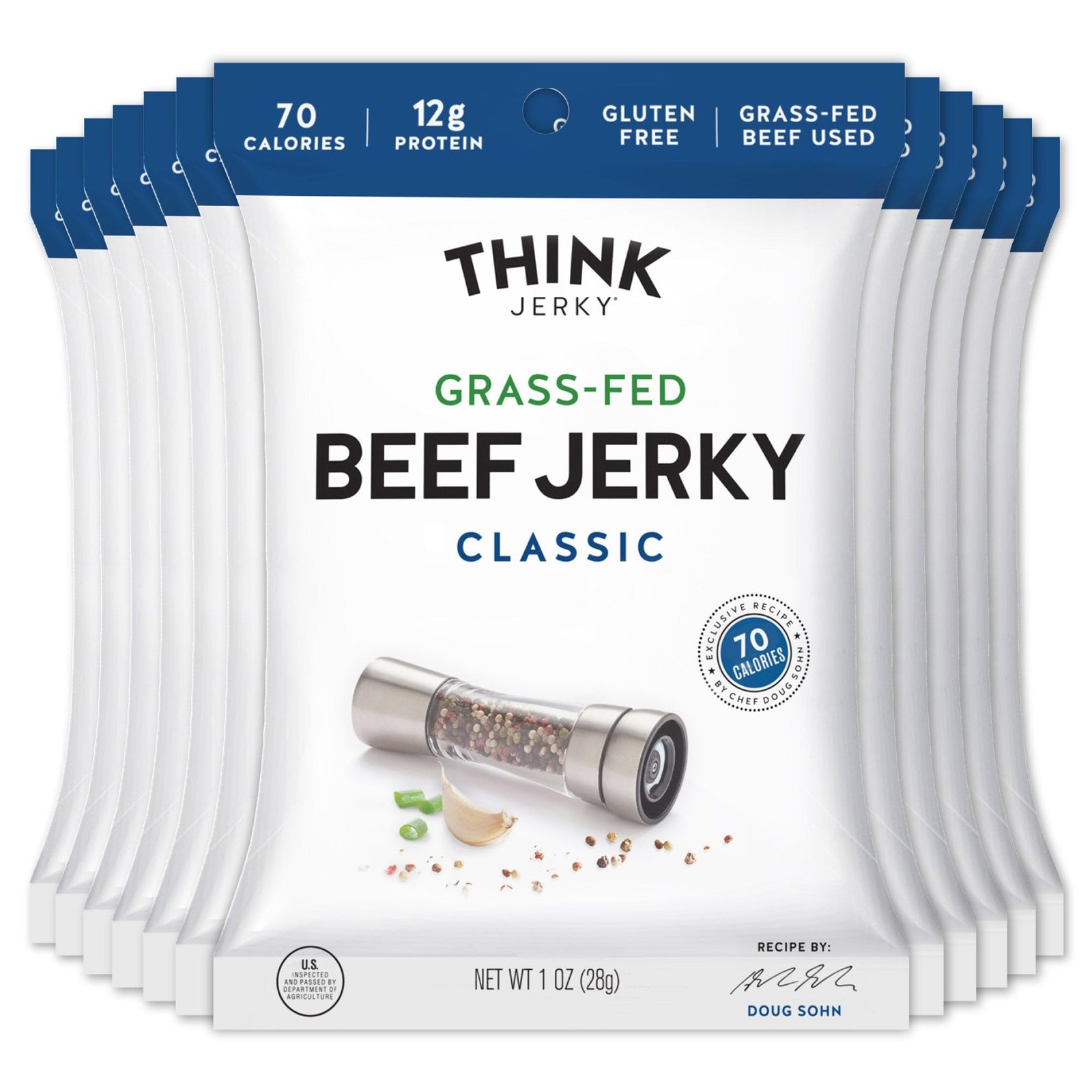 Think Jerky Classic Beef Jerky, Grass-Fed High Protein Beef, Gluten Free, No …