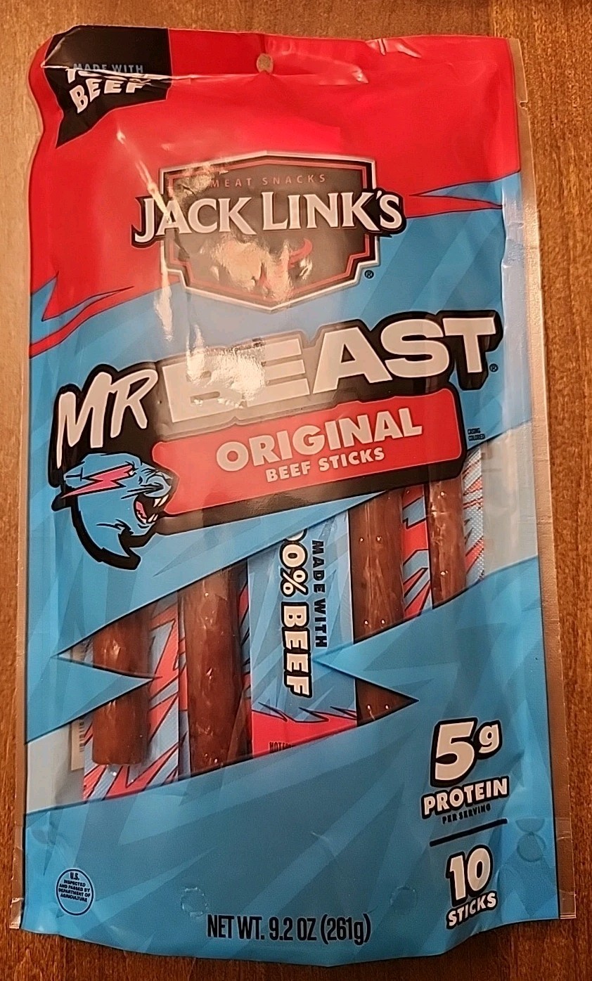 Jack Links Mr Beast Original Beef Sticks Snacks Six Packages Lot Of 60 Sticks