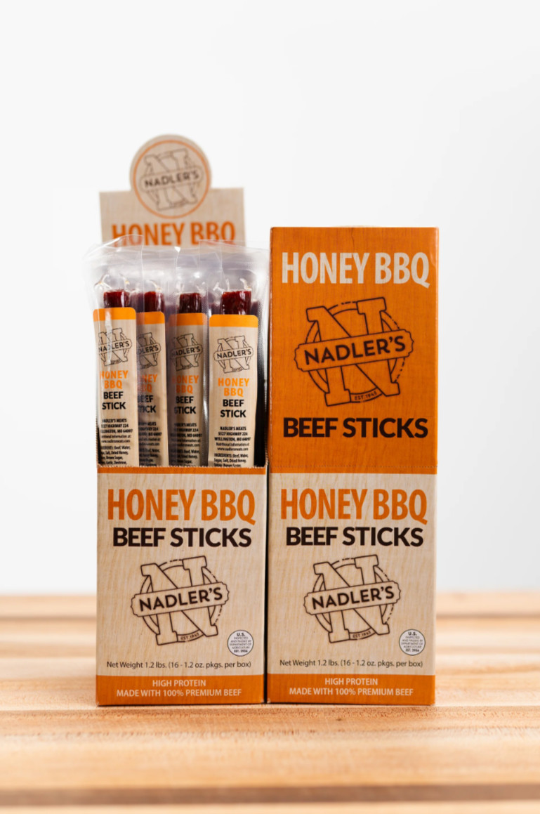 Nadler’s Beef Honey BBQ Sticks 16 Pack 1.2oz Premium Meat Snack High Protein