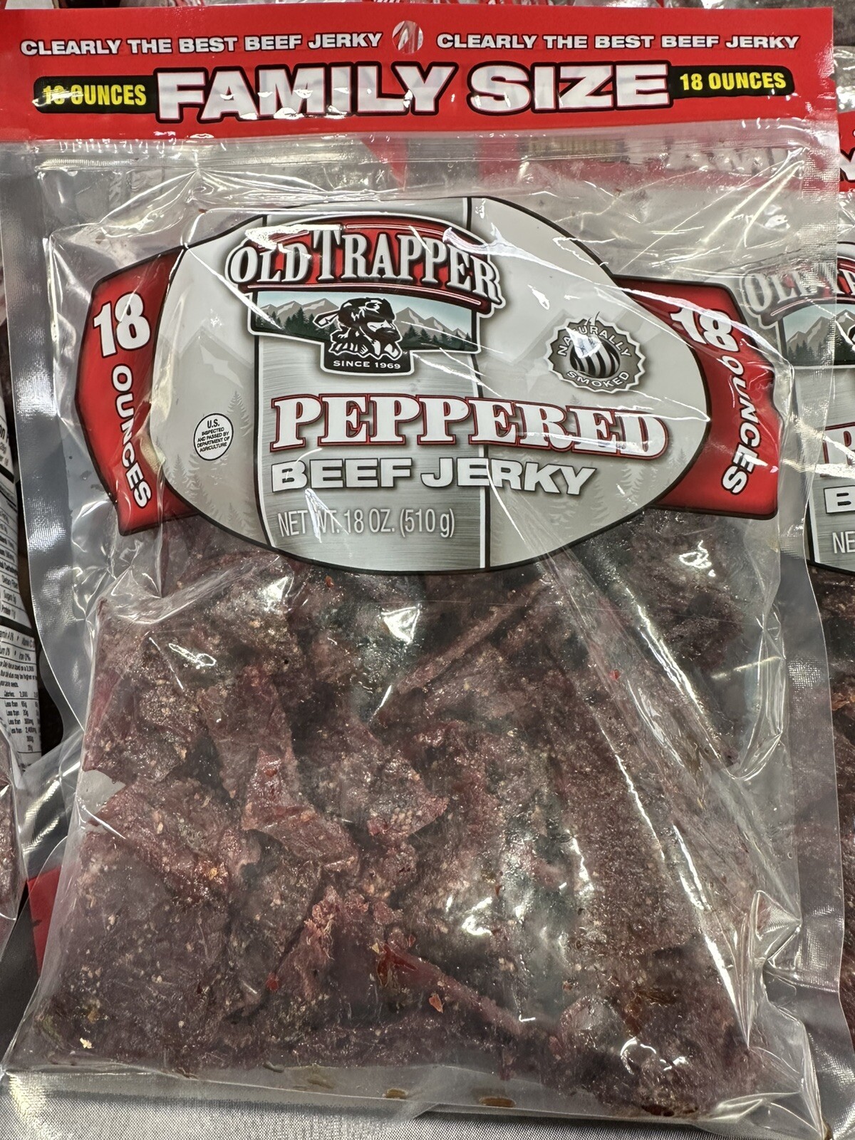 New BIG 18 OZ Old Trapper Jerky Pepper Beef Family sz bag