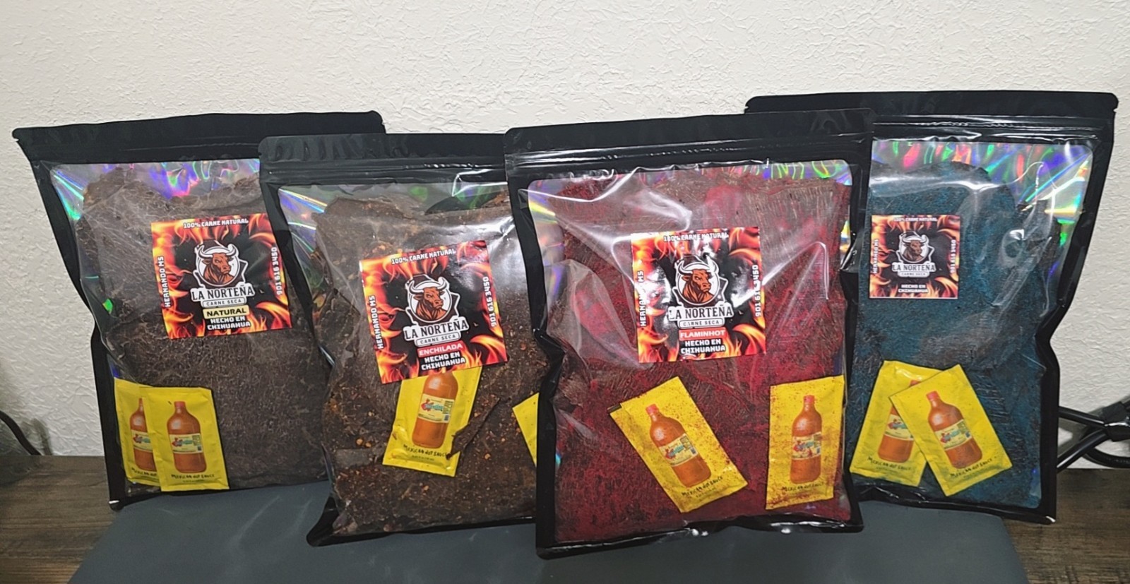 La Norteña Spicy Mexican Beef Jerky Variety Pack Natural Enchilada Flamin’ Hot