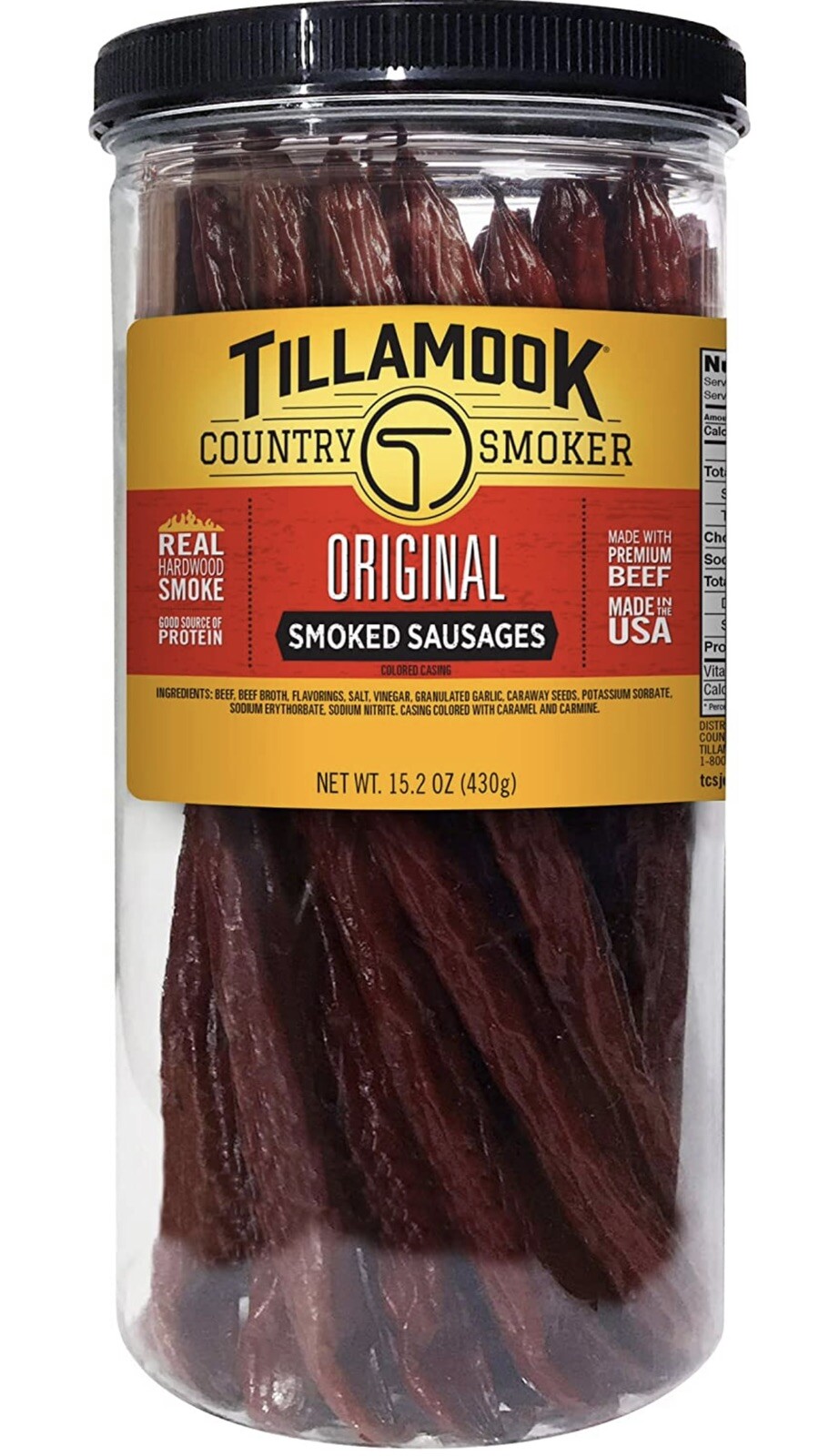 Tillamook Country Smoker Real Hardwood Smoked Sausages Original Beef 15.2 Oun…