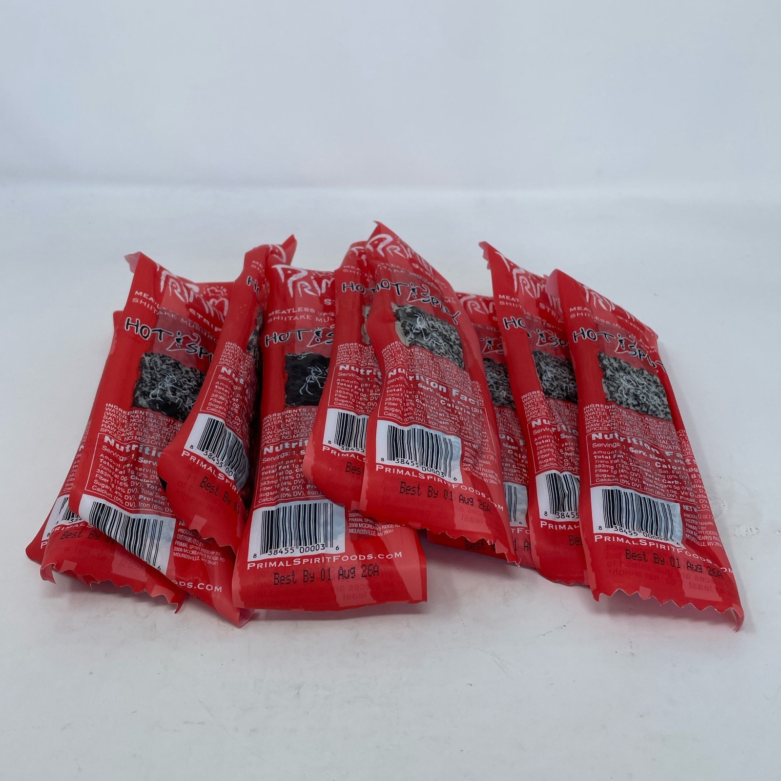 Primal Spirit Vegan Jerky Hot & Spicy 1oz Strips 12-Pack