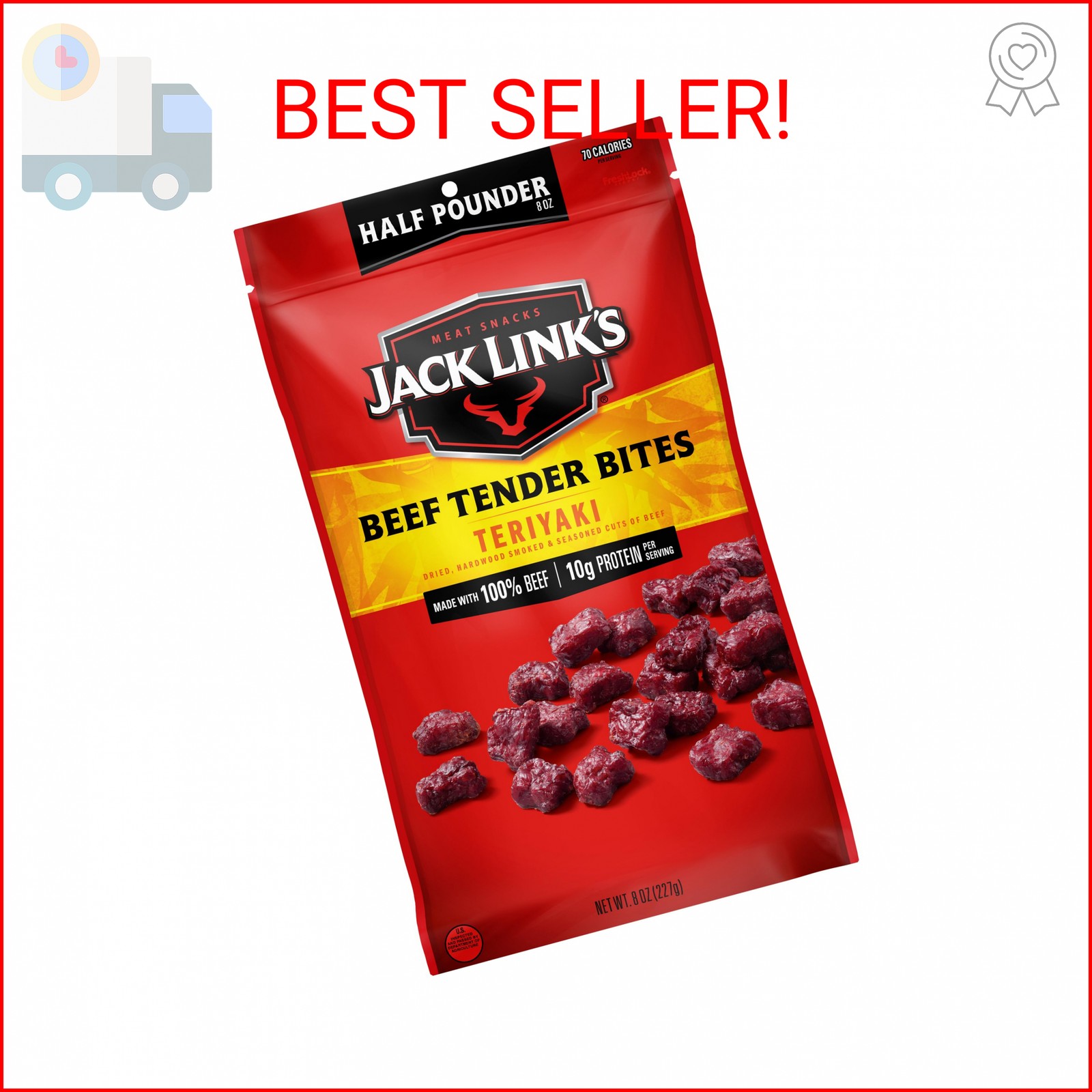 Jack Link’s Beef Tender Bites, Teriyaki, Half Pounder Bag – Flavorful Meat Prote