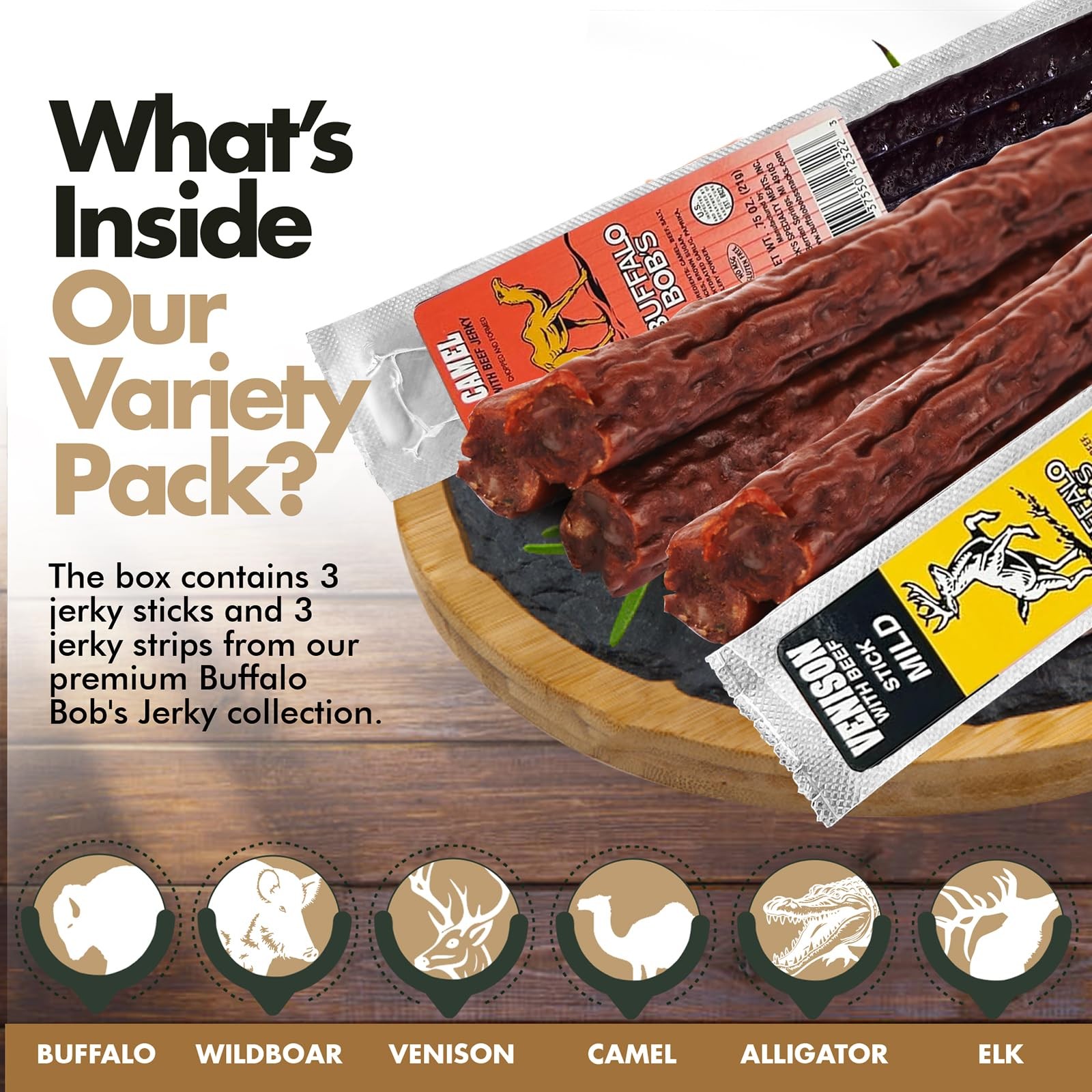 Buffalo Bob’s Wild Game Exotic Meat Snacks | Traditional Assortment Sampler |…