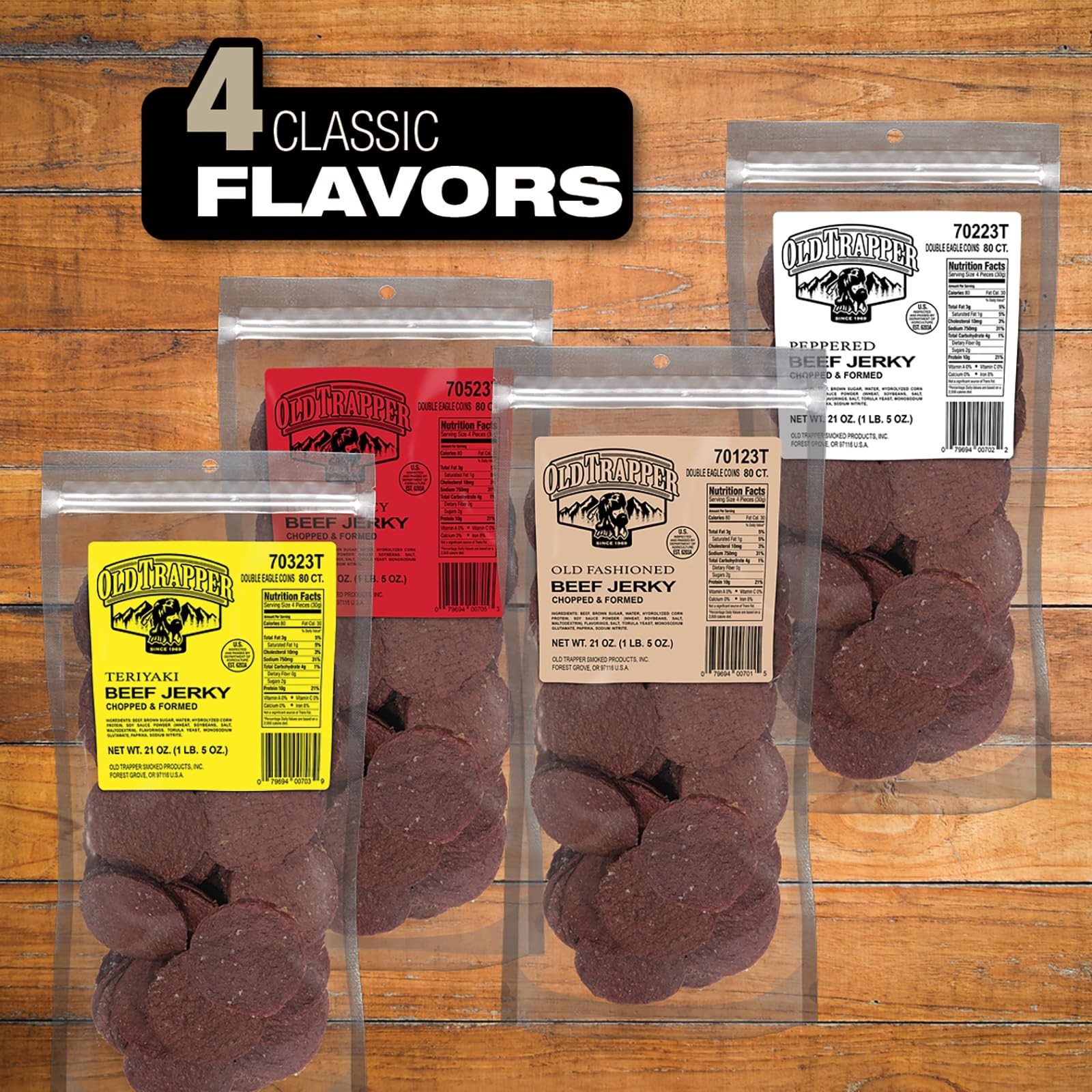Old Trapper Double Eagle Beef Jerky, OldFashioned Flavor, 21 Ounce Package, D…