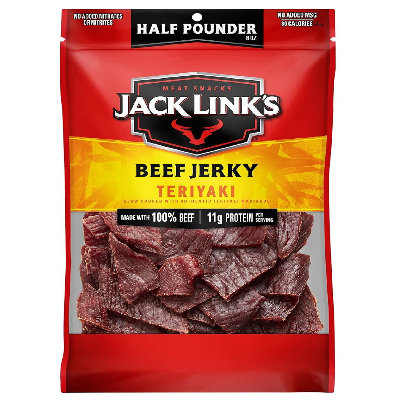 Jack Link’s Teriyaki Beef Jerky Half Pounder – 8 oz Large Jerky Bag – Ready