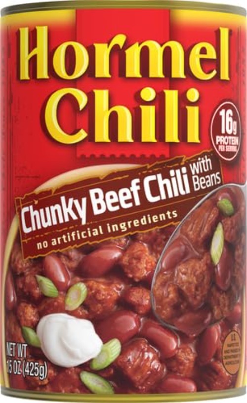 Protein-Packed Chunky Beef Chili with Beans, 15 Oz Cans, No Artificial Additives
