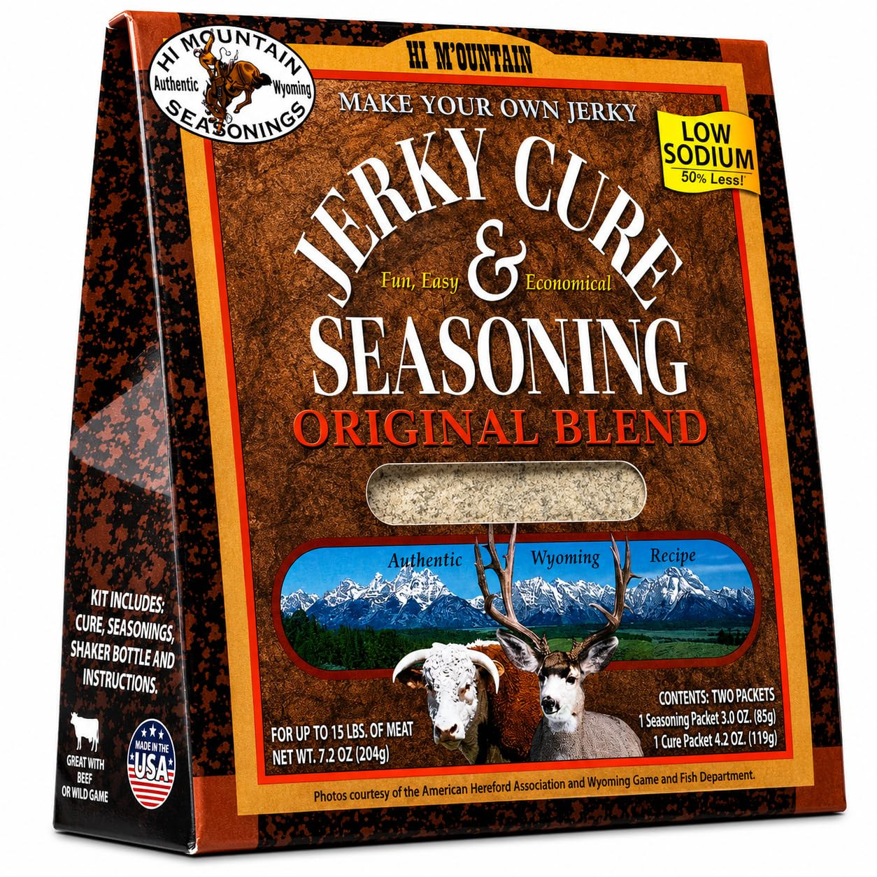 Hi Mountain Jerky Seasoning and Cure Kit | LOW SODIUM ORIGINAL BLEND Beef Jerky