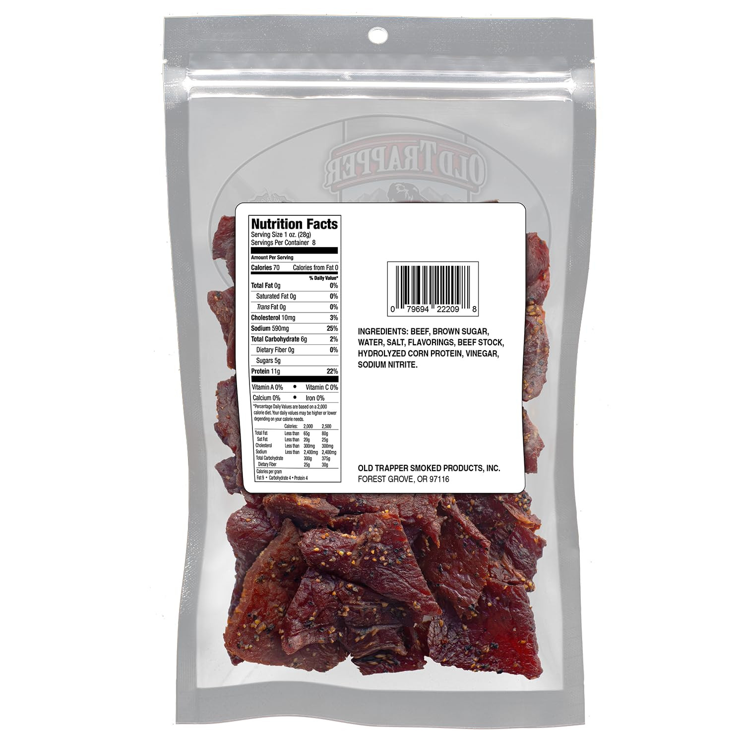 Peppered Beef Jerky 8 oz High Protein Snack