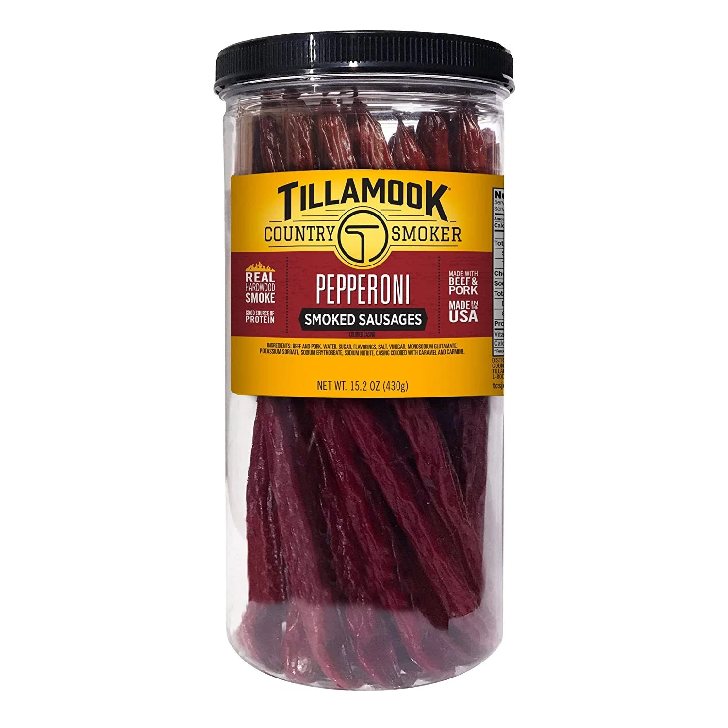 Real Hardwood Smoked Sausages, Pepperoni, 15.2 Ounce Tall Jar, 20 Count