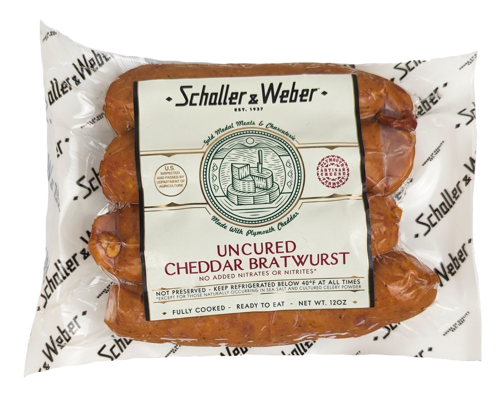 Schaller & Weber Cheddar Bratwursts 12oz (Pack of 2)