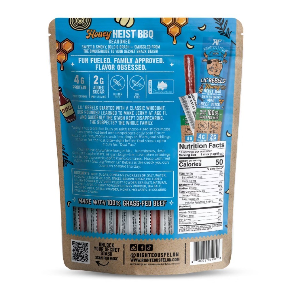 Craft Jerky Lil Rebels Mini High-Protein Snack Meat Sticks Beef – 7oz/14ct