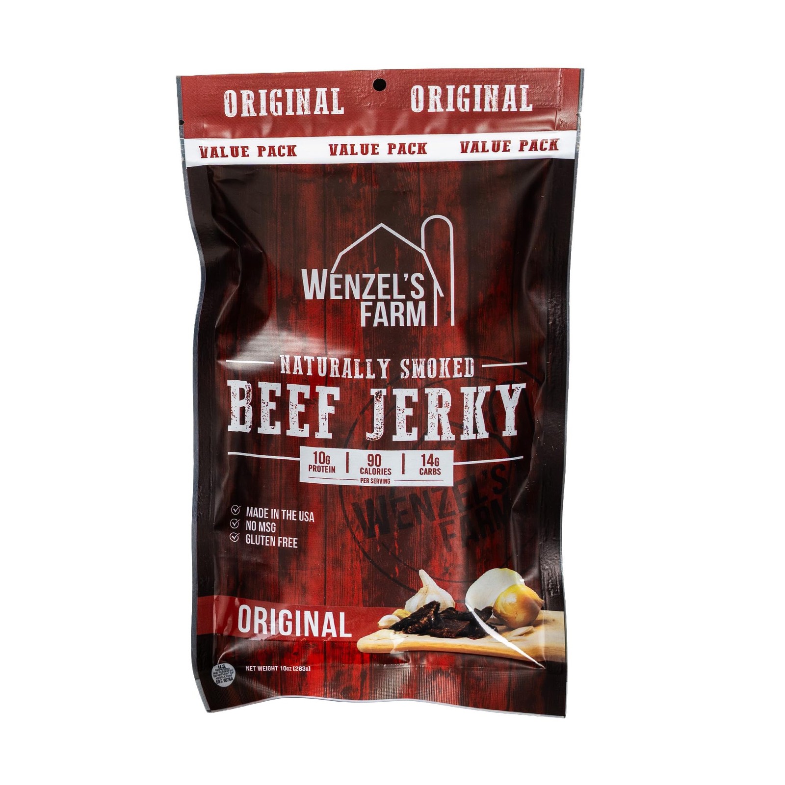 Wenzel’s Farm Original Beef Jerky 10 oz. | Naturally 10 Ounce (Pack of 1)