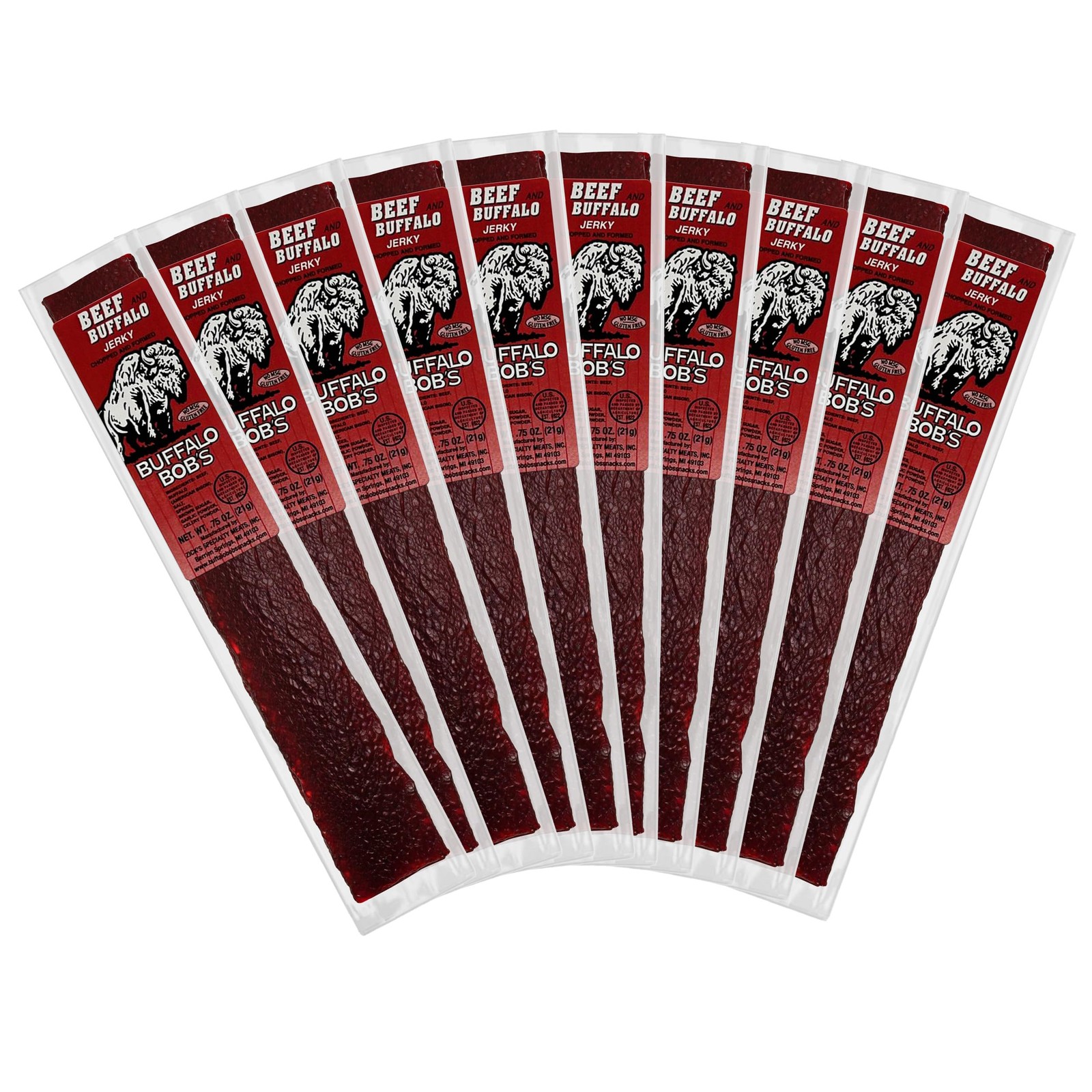 Buffalo Bob’s Wild Game Meat Snack Beef and Buffalo 10 Pack