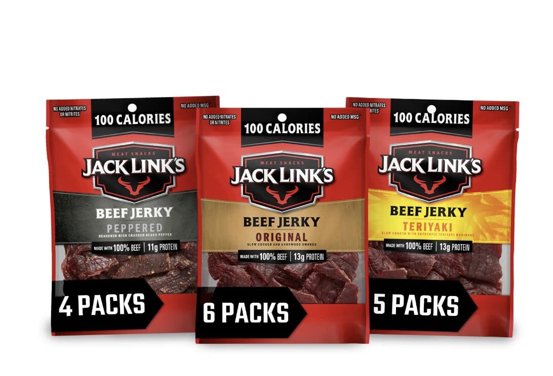 Jack Link’s Beef Jerky Variety Pack 15pc Original Teriyaki Peppered 1.25oz