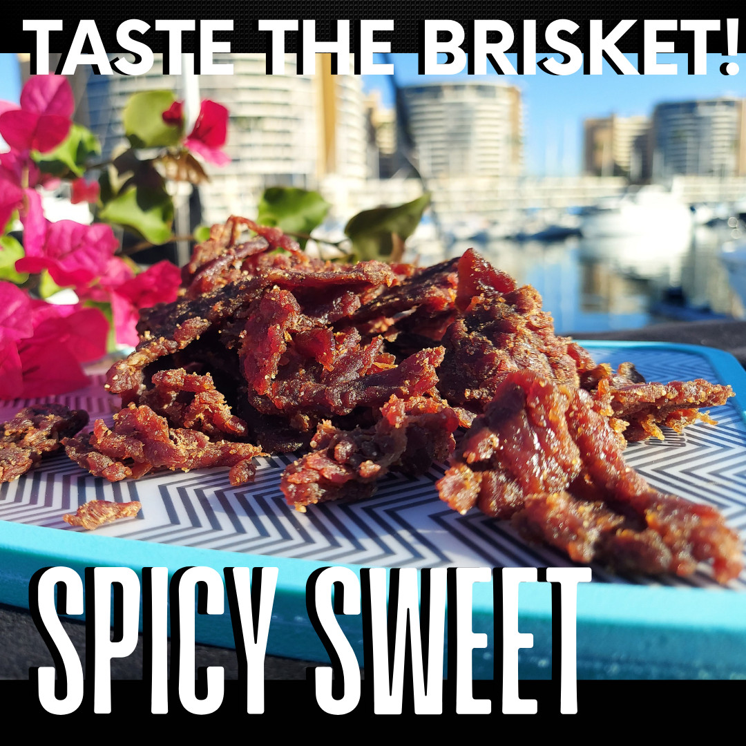 SPICY SWEET Brisket beef jerky Big 7oz.bag FRESH smoked weekly