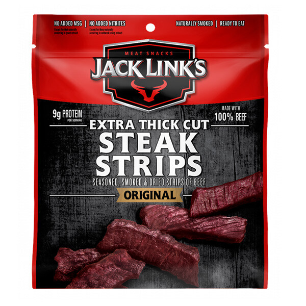 Jack Link’s Extra Thick Cut Steak Strips, Original Flavor, High-Protein Snack…