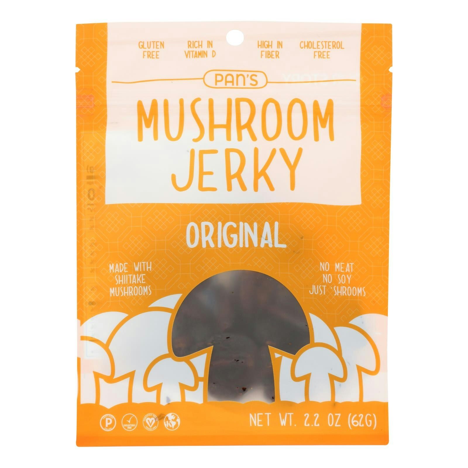 Pan’s Mushroom Jerky Original Gluten Free – 2.2 oz (Pack of 6)