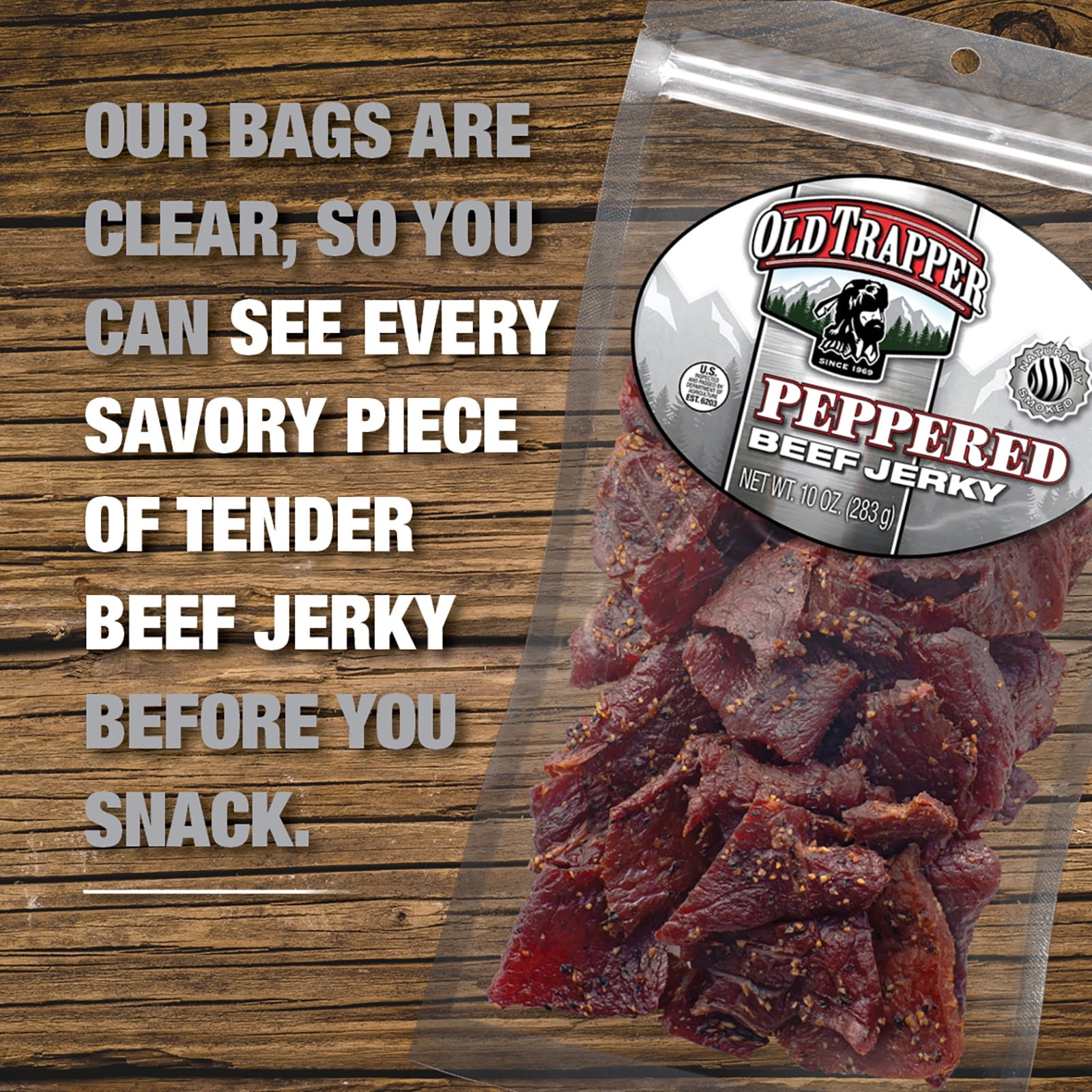 (2 pack) Peppered Beef Jerky 10oz Resealable Bag