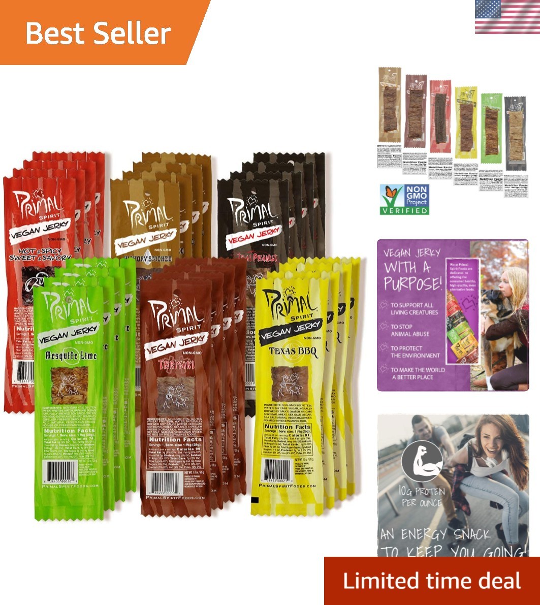 Primal Spirit Jerky – 10g Protein Variety Pack, Non-GMO & Cruelty-Free