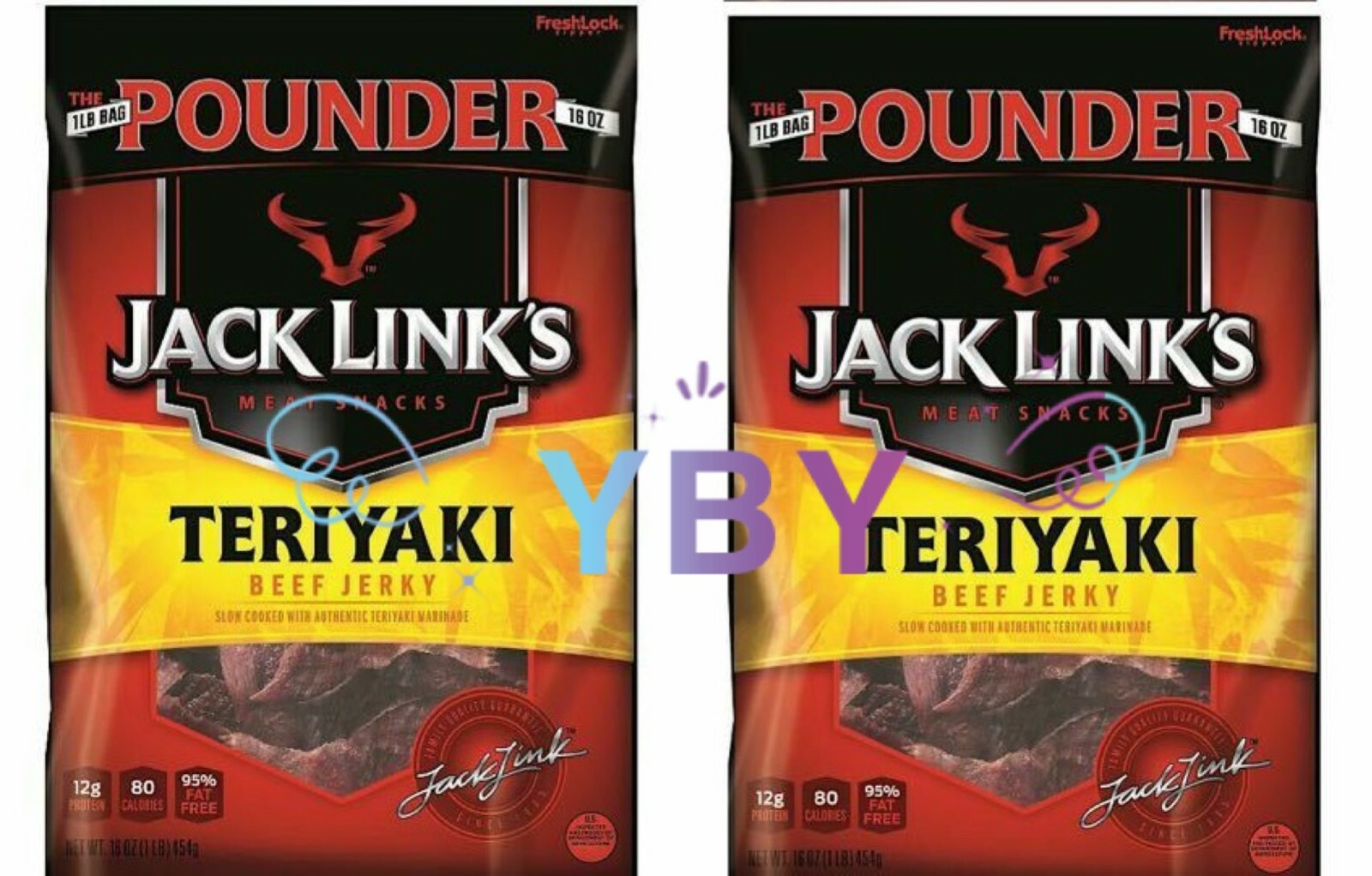 2 Packs Jack Link’s Teriyaki Beef Jerky 16 OZ Each Pack