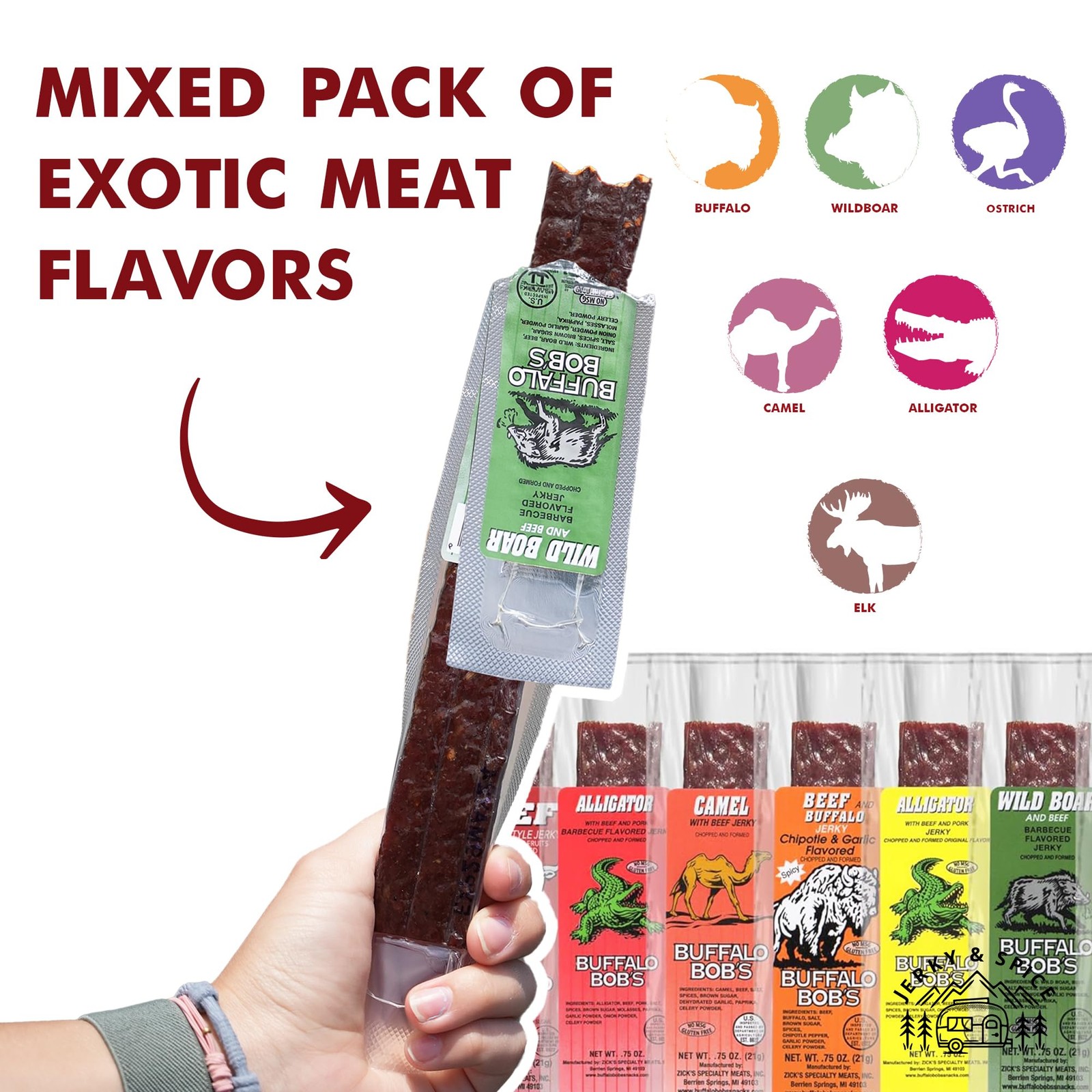 Buffalo Bob’s Wild Game Meat Snacks (6 Pack) | Exotic Snack Sampler Box | Gif…