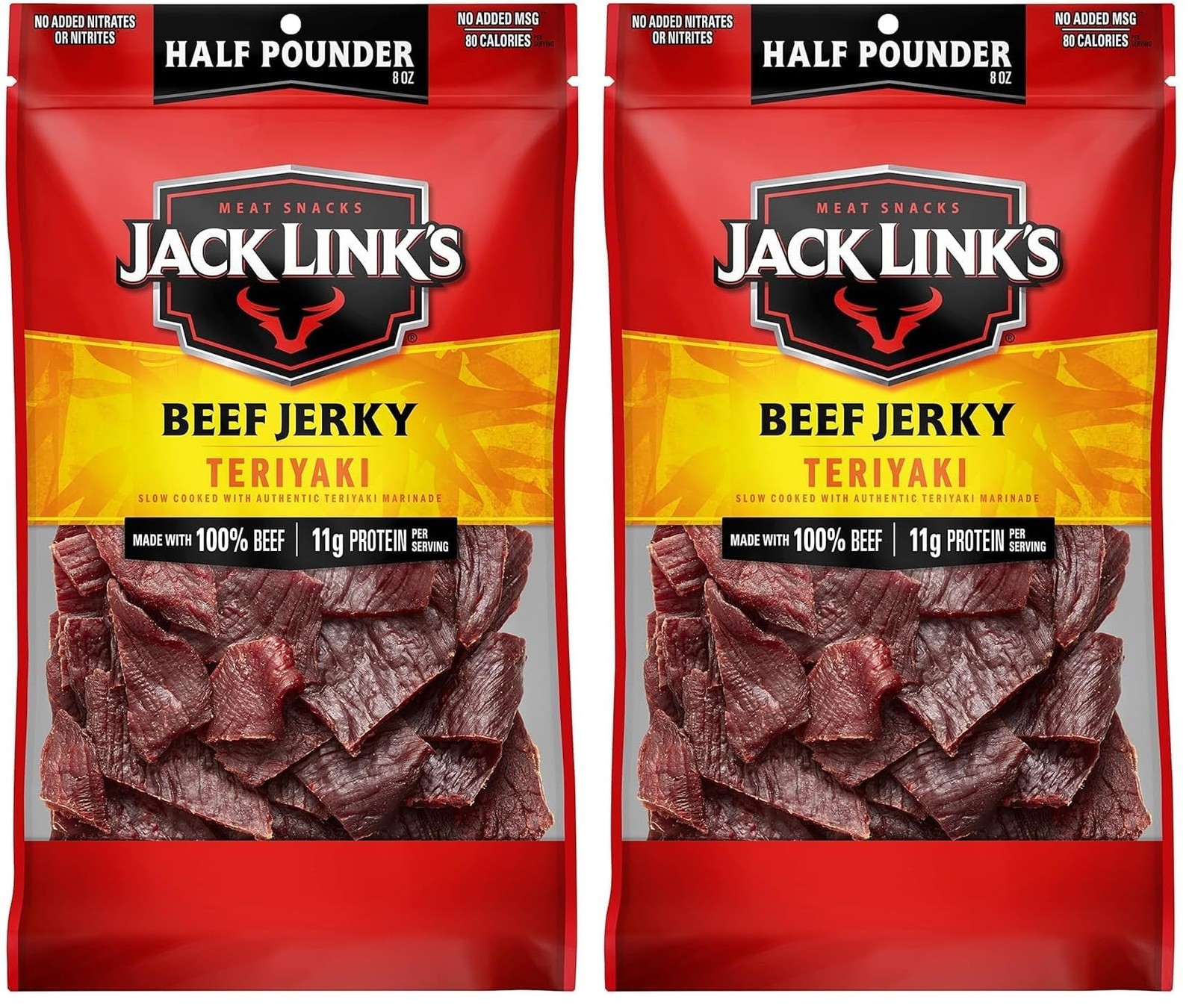 Jack Link’s Beef Jerky, Teriyaki, Half Pounder Large 8 Ounce (Pack of 2)