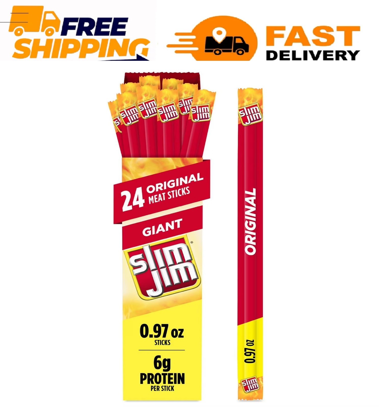 Slim Jim Giant Smoked Meat Sticks, Original Flavor, 0.97 oz., 24 pk.