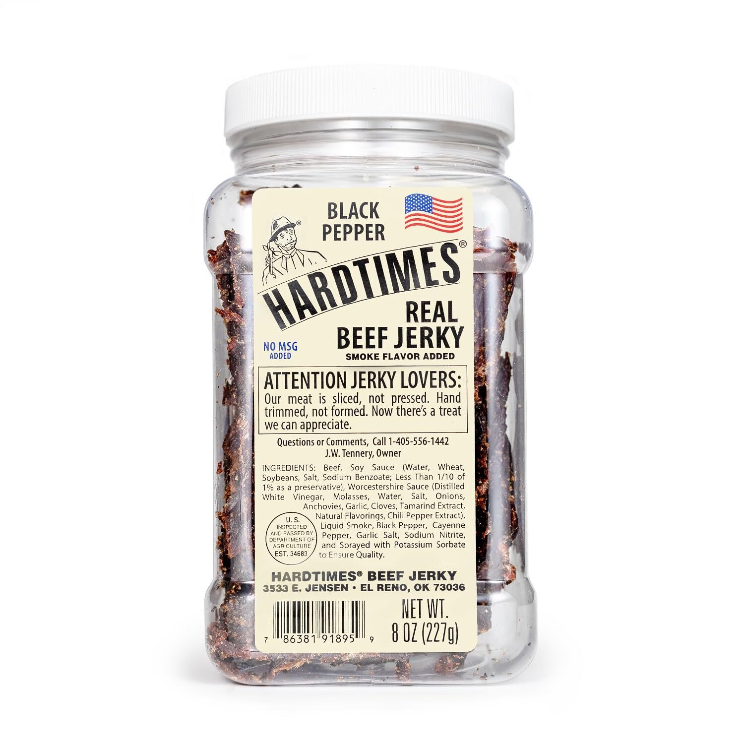 Hardtimes Handcrafted Beef Jerky – Black Pepper Flavor – 8 oz. Bag