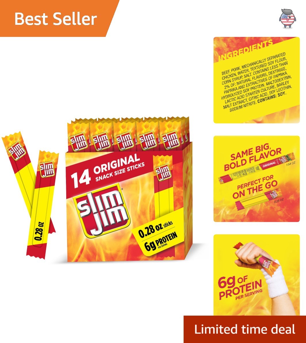 Delicious Low-Carb Smoked Jerky Sticks – Ideal Portable Snacks, 0.28 oz Each