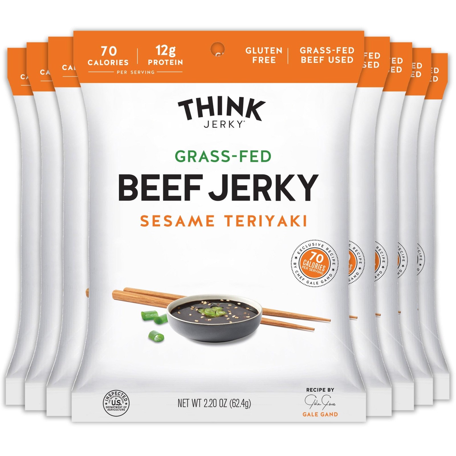 Think Jerky Sesame Teriyaki Beef Jerky, GrassFed High Protein Beef Jerky, Glu…
