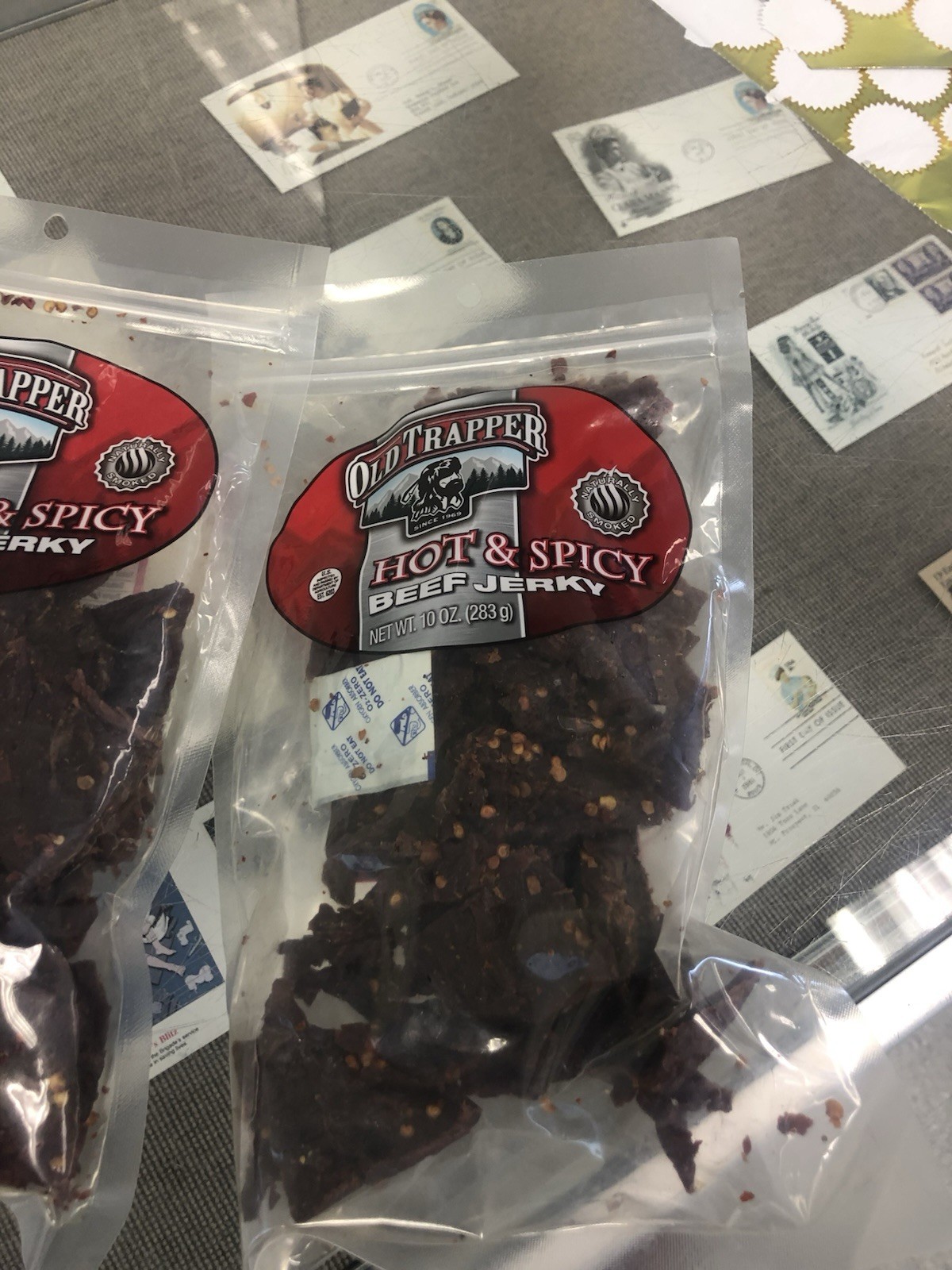 6 Old Trapper HOT & SPICY Beef Jerky 10 oz Each, Naturally Smoked BB 01/2027