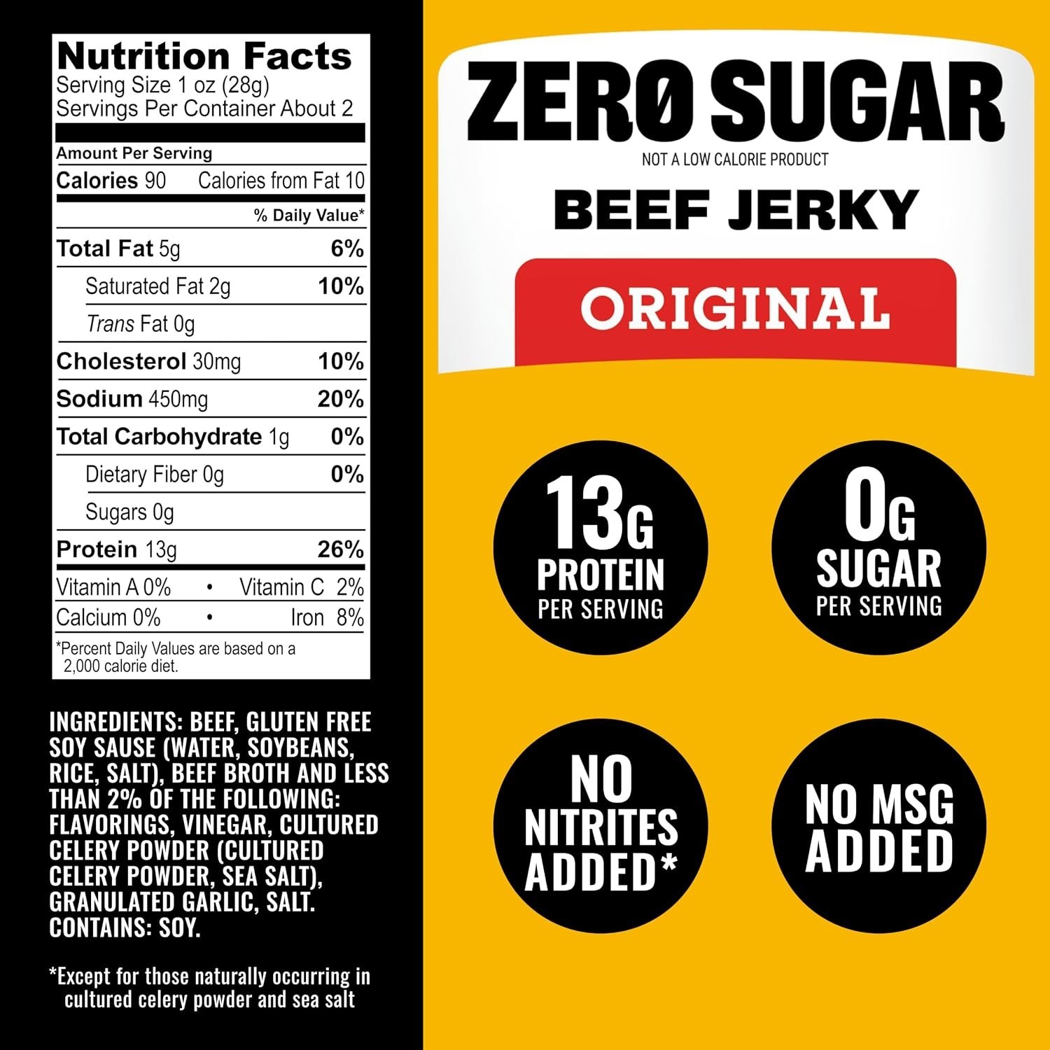 Gluten-Free Zero Sugar Beef Jerky, 2.2 Ounces of Flavor