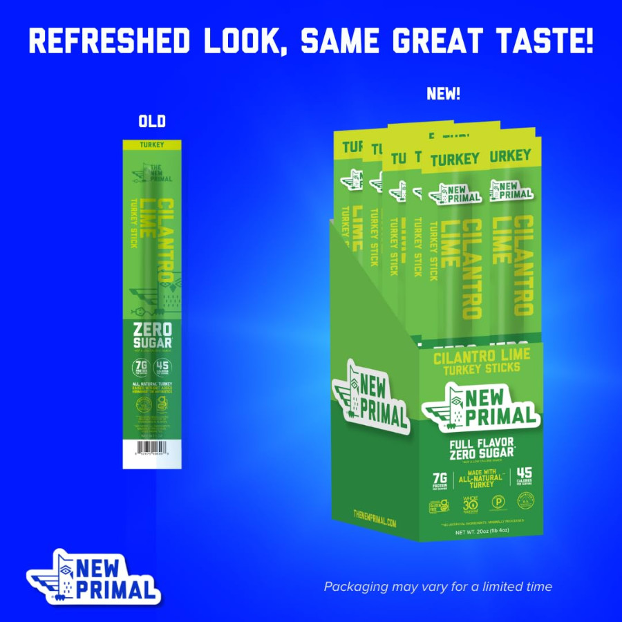 New Primal Cilantro Lime Turkey Sticks – Low Carb Healthy Snacks, 20 Sticks