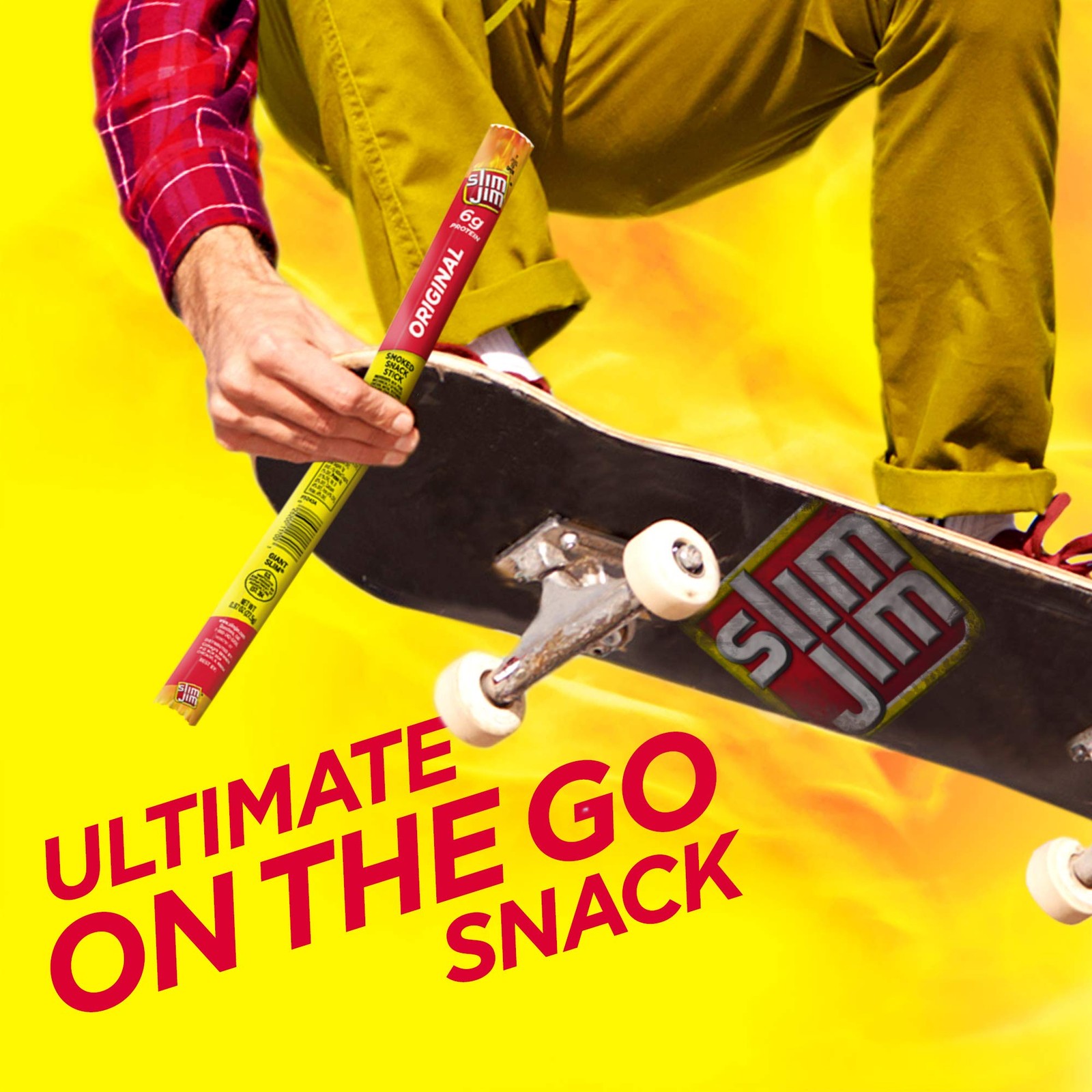 Slim Jim Giant Smoked Meat Sticks, Original Flavor, 6g Protein Per Stick, Fat…