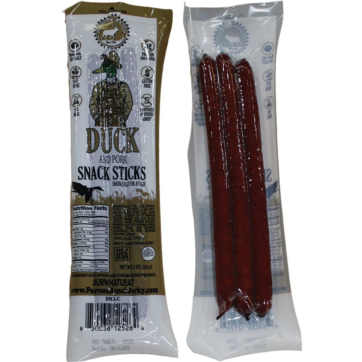 Pearson Ranch Jerky 3 Oz. Duck Multi-Pack Snack Stick Jerky DH3-C-CAD Pack of 6