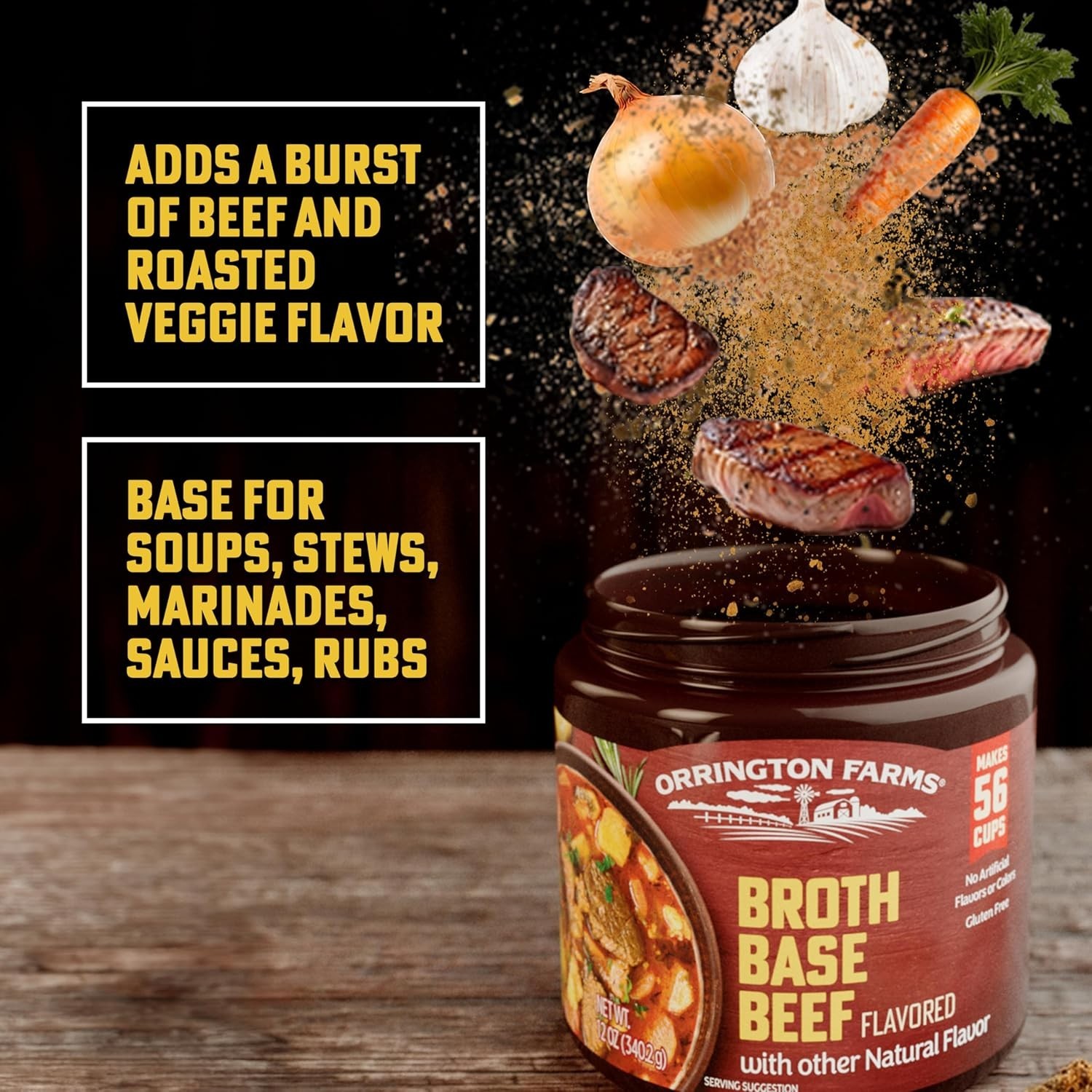 Savory Beef Broth Base – Fast-Dissolving Granulated Bouillon, 12 oz Container