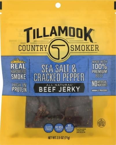 Tillamook Country Smoker Real Hardwood Smoked Beef Jerky, Sea Salt & Cracked Pep