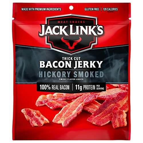 Jack Link’s Bacon Jerky Hickory Smoked Flavorful Ready to Eat Meat Snack,2.5 oz