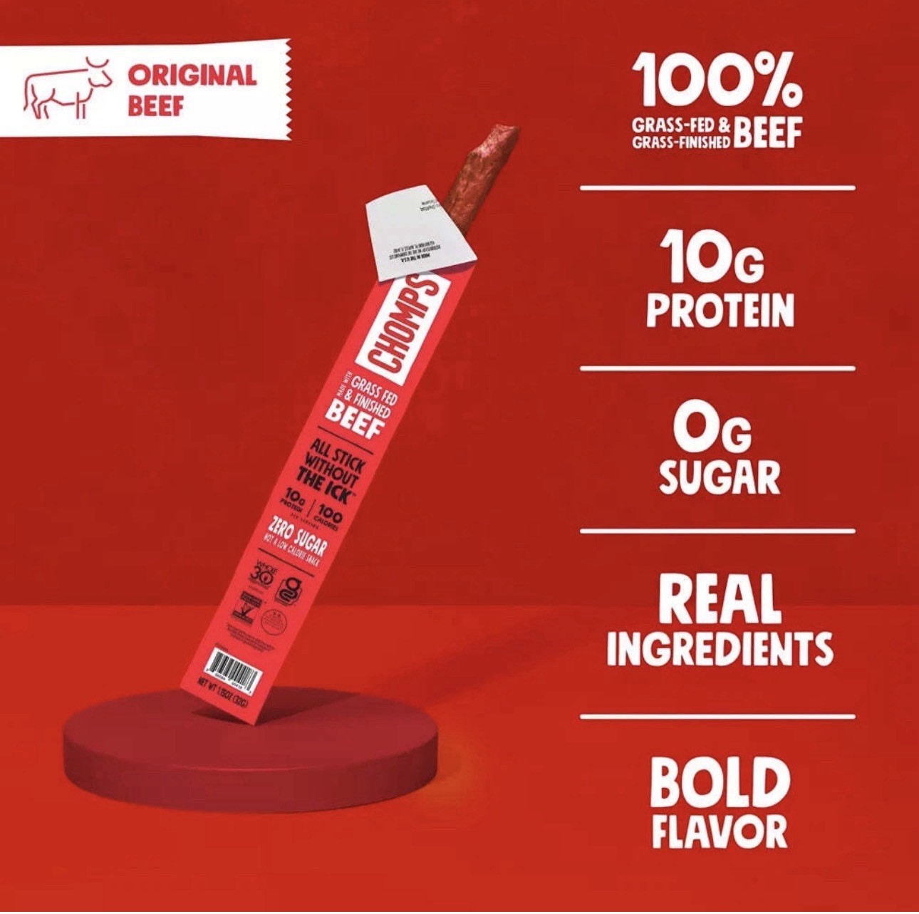 Chomps Original Beef Sticks Mild 8-1.15 oz Sticks 9.2 oz