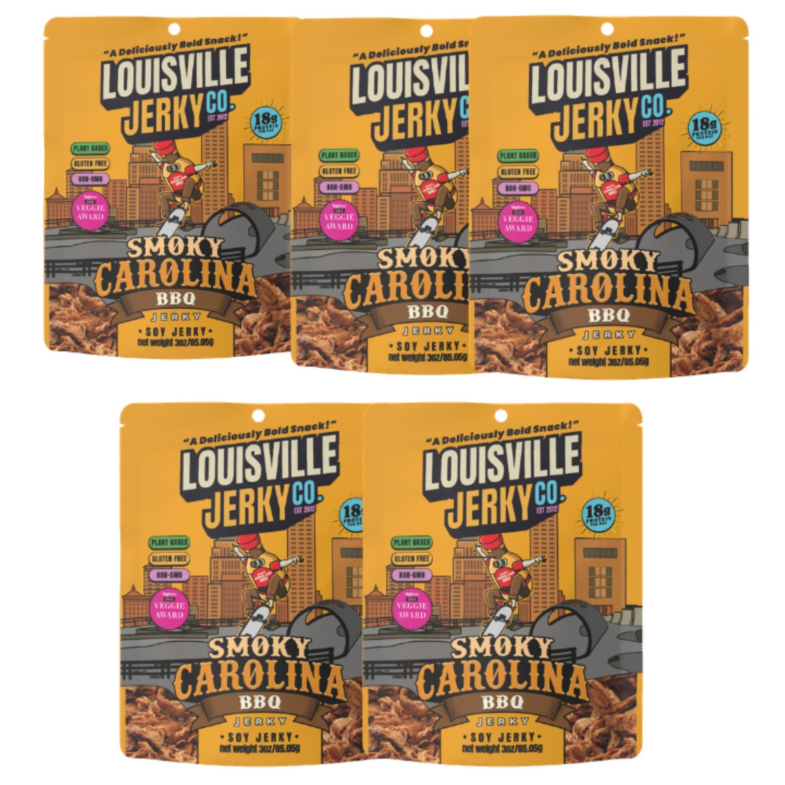 Louisville Jerky Co. Sweet & Smoky Carolina Mustard BBQ Vegan Jerky, Plant Ba…