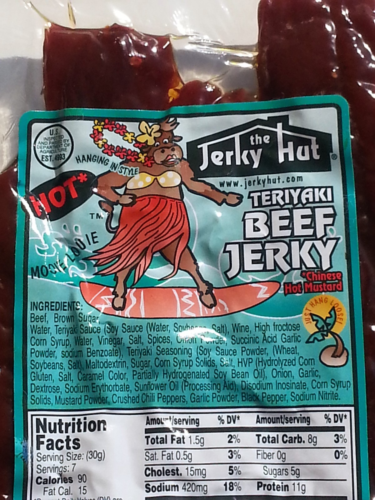 The Jerky Hut – Hot Teriyaki beef jerky (8oz)