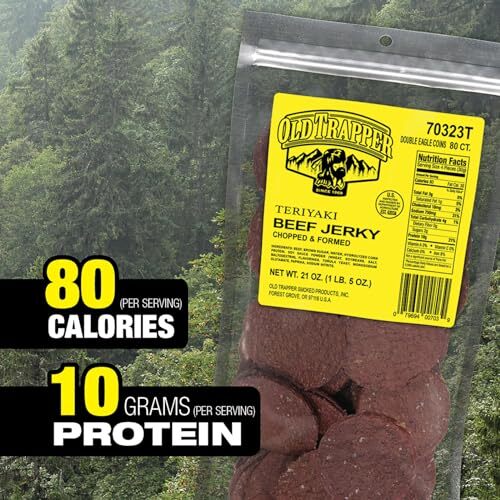 Old Trapper Teriyaki Beef Jerky 80 Count High Protein Snack Natural Smoke