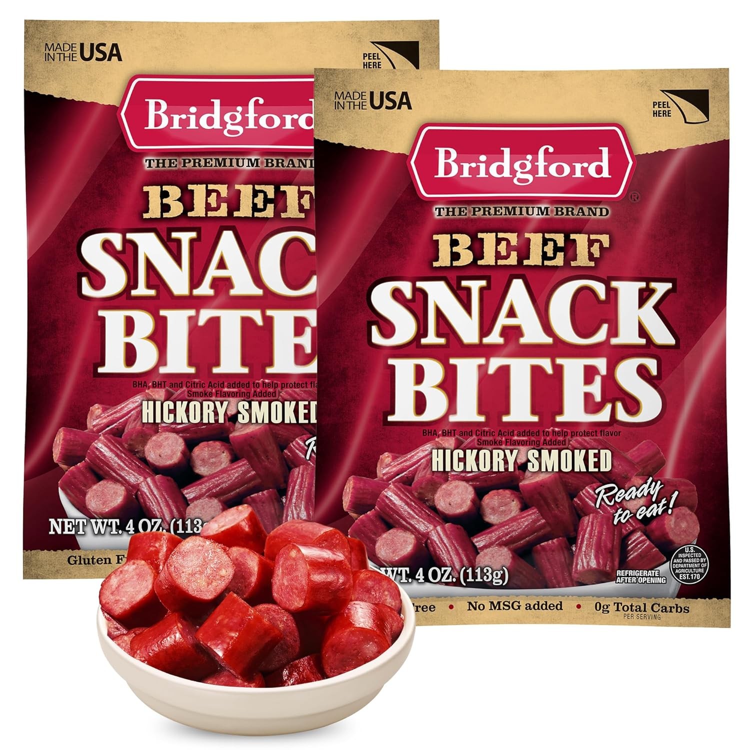 Bridgford Snack Bites, High Protein, Pepperoni, 4 Oz, (Pack of 2)