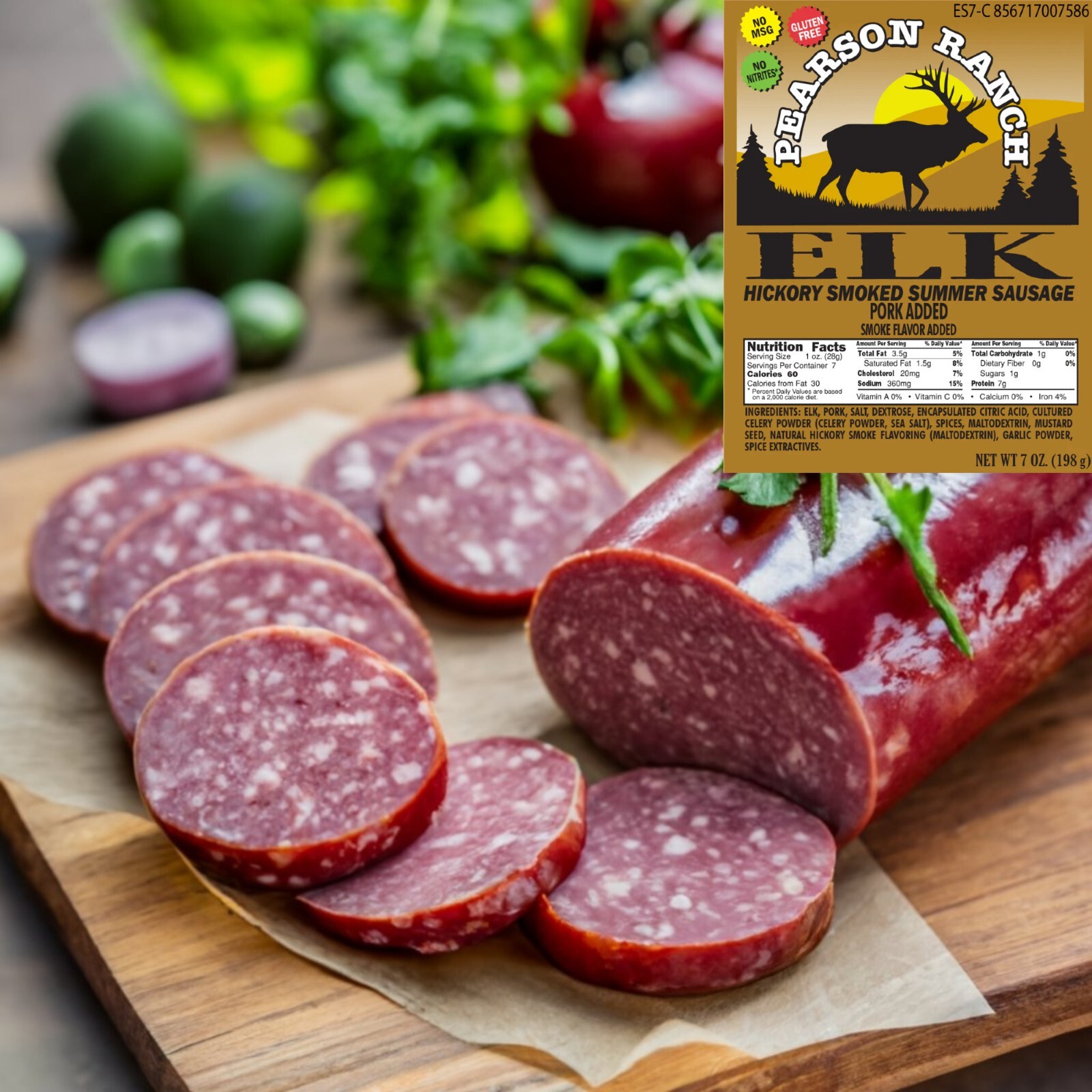 Pearson Ranch Hickory Smoked Wild Game Elk Summer Sausage – 7oz