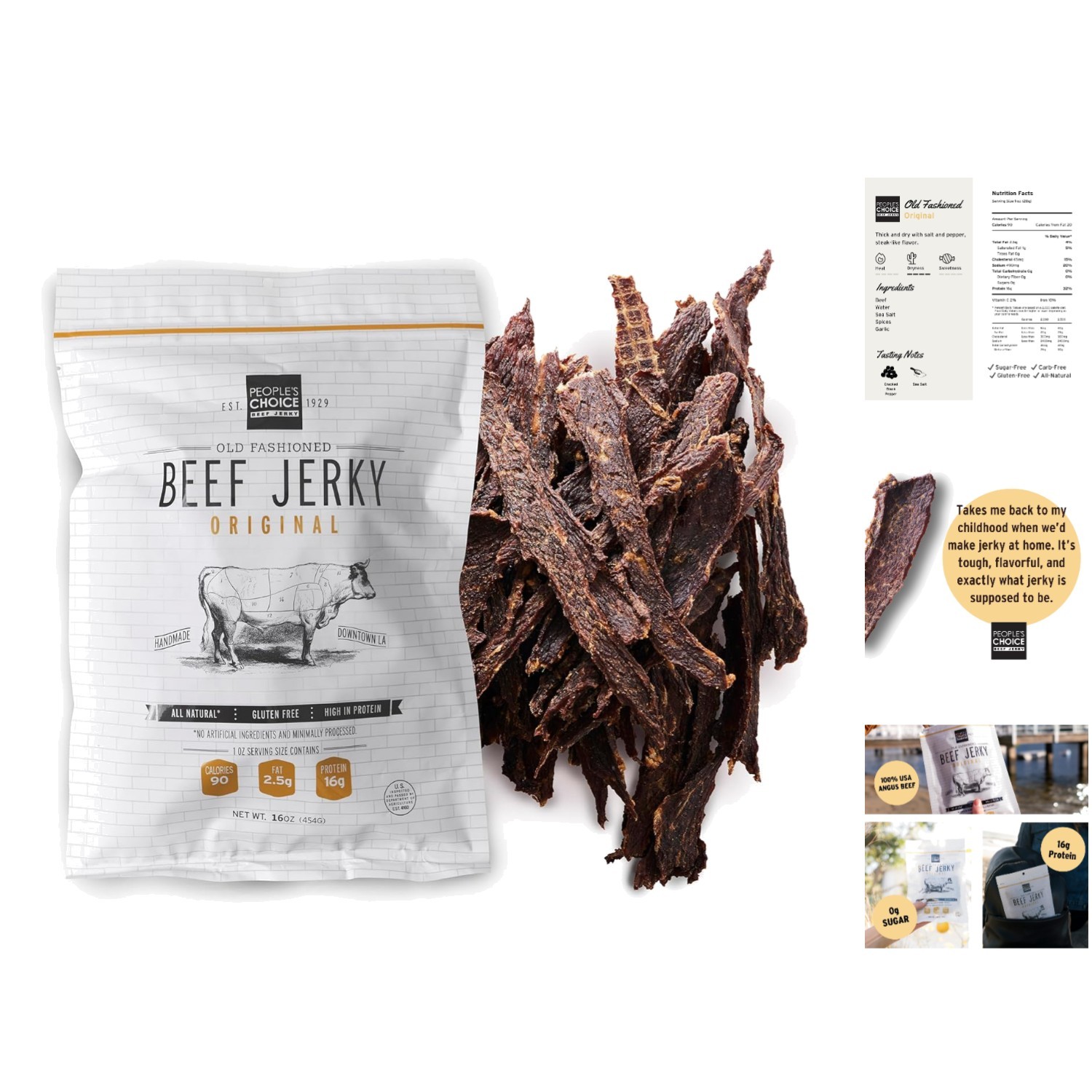 People’s Choice Beef Jerky – Sugar Free, Keto Friendly, 1 lb